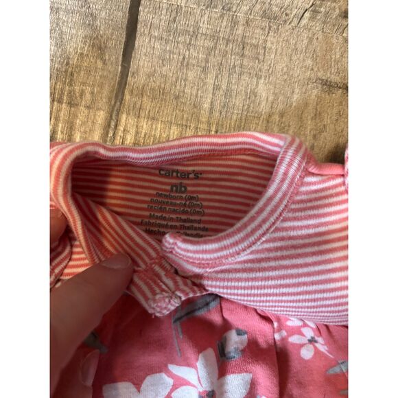 Carter’s Newborn Floral Dress Bodysuit Pink Striped Top Baby Girl Outfit - Picture 2 of 3